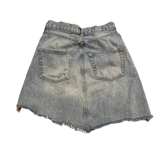 Zara Woman Distressed Light Wash Denim Skirt Size US 5 - Picture 3 of 12